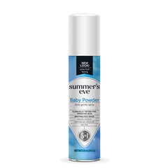 Summer's Eve Baby Powder spray in use for a quick daytime pick-me-up.