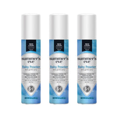 Summer's Eve Freshening Spray baby powder bottle for daily freshness.