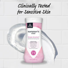 Summer's Eve Simply Sensitive gynecologist-tested label emphasizes safety and care.