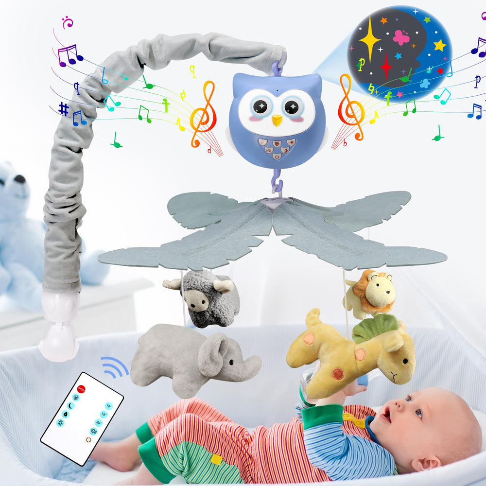 SUMWE Baby Crib Mobile with music and lights over the crib for soothing bedtime