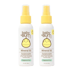 Sun Bum Baby Bum SPF 50 spray bottle for mineral protection on delicate skin.