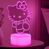 Sunduck Pink Kawaii Kitty 3D Night Light with crystal-clear glow for kids.
