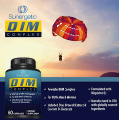 Sunergetic Premium DIM calcium d-glucarate detail on label for balance support