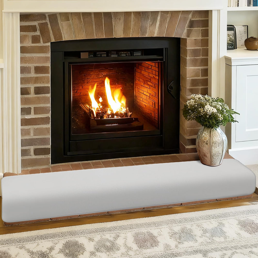SUNICO thick memory foam fireplace cover closeup shows soft, impact-absorbing material for safer play areas.
