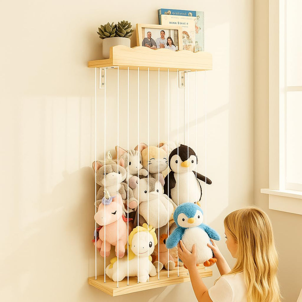 Sunifier adjustable stuffed animal storage height setup for growing toy collections