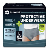 SUNKISS men's incontinence underwear gray front view shows discreet daytime protection