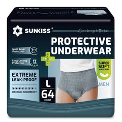 SUNKISS men's incontinence underwear gray front view shows discreet daytime protection