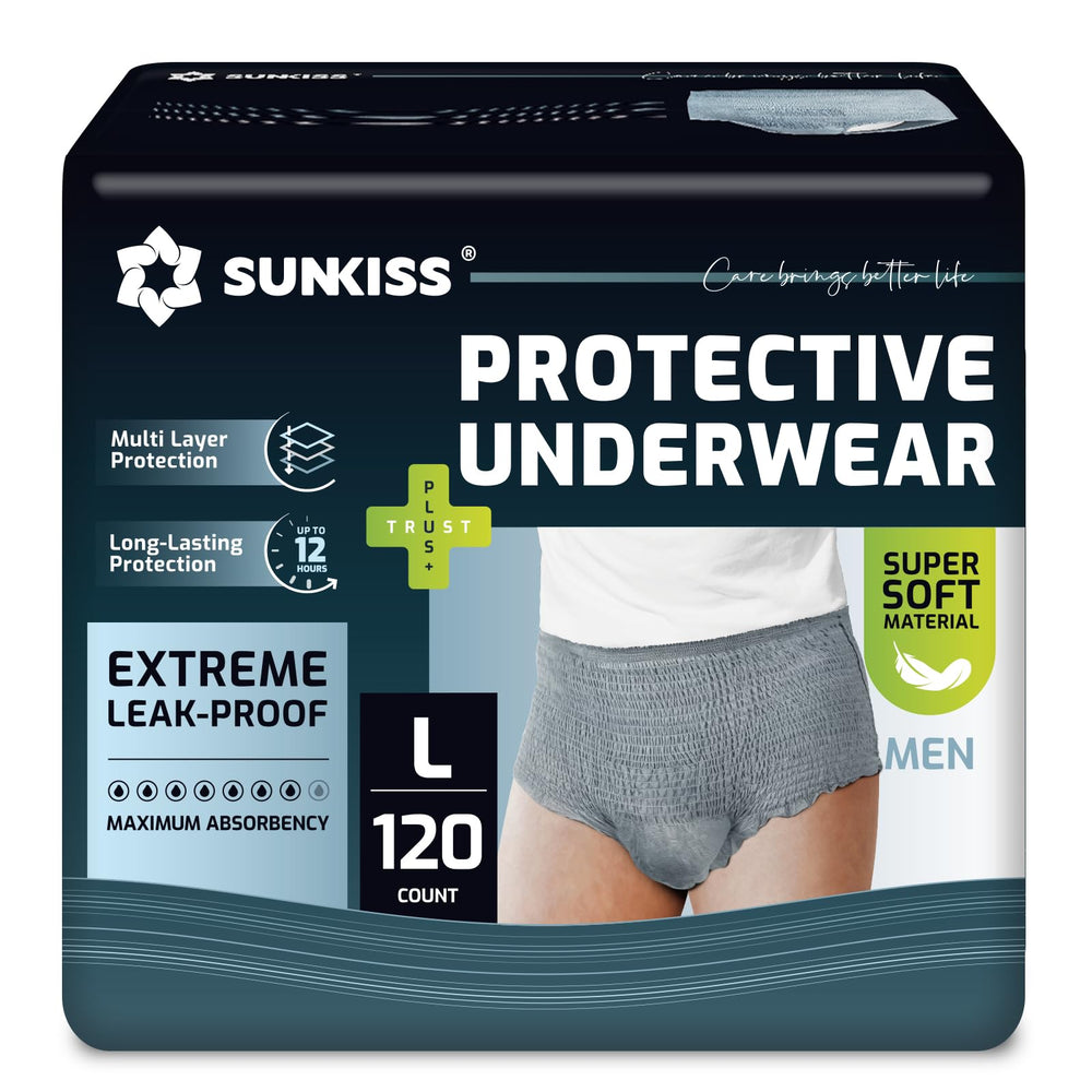 SUNKISS men's protective briefs for daytime use with secure fit and comfort.