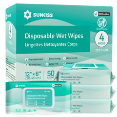 SUNKISS TrustPlus wipes 8x12 inch cover for thorough cleansing.