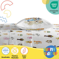 Bluey character design on Sunny Side Up sheets keeps bedtime fun
