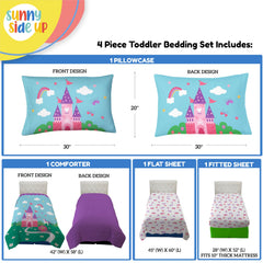 Sunny Side Up Magic Castle flat sheet dream view highlights vibrant colors and easy care