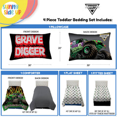 Sunny Side Up flat sheet with vibrant Monster Jam colors for quick decor matching.