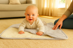SUNSHINE & SNUGGLES crib blanket emphasizing gentle, breathable fabric for naps