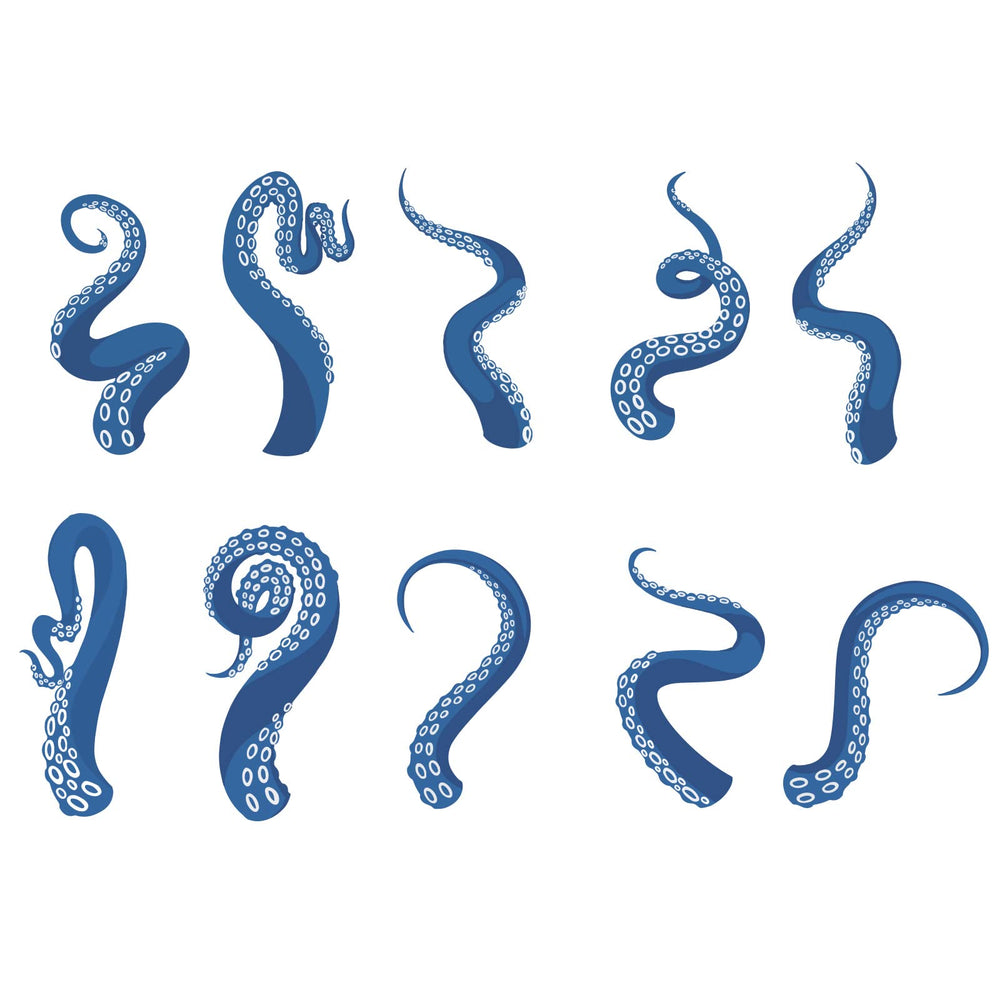 SUPERDANT blue octopus arm decal for bathroom decor, easy adhesion.