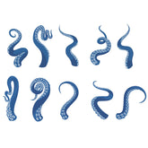 SUPERDANT blue octopus arm decal for bathroom decor, easy adhesion.