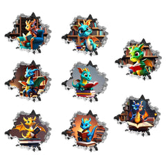 SUPERDANT dragon reading wall decal enhances a playful, educational mood in kids' rooms.