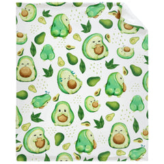 Superich avocado watercolor baby blanket close-up of soft fabric for gentle warmth.