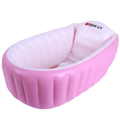 SuperLi inflatable baby bathtub pink foldable design enables easy travel bath time.