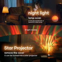 SUPFOO Galaxy Projector with aurora effect transforming walls with color