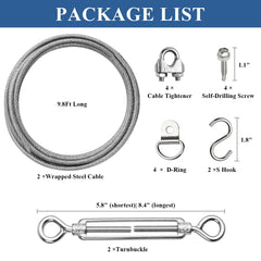 Supkiir 9.8ft steel cable for tensioned gate support outdoors.