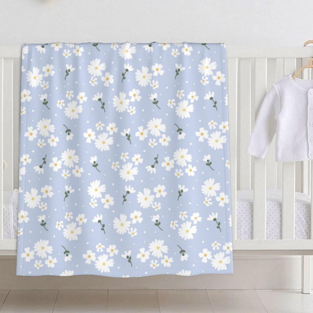 SUPLUCHOM baby blanket daisy flower pattern on white provides cozy warmth for nap time.
