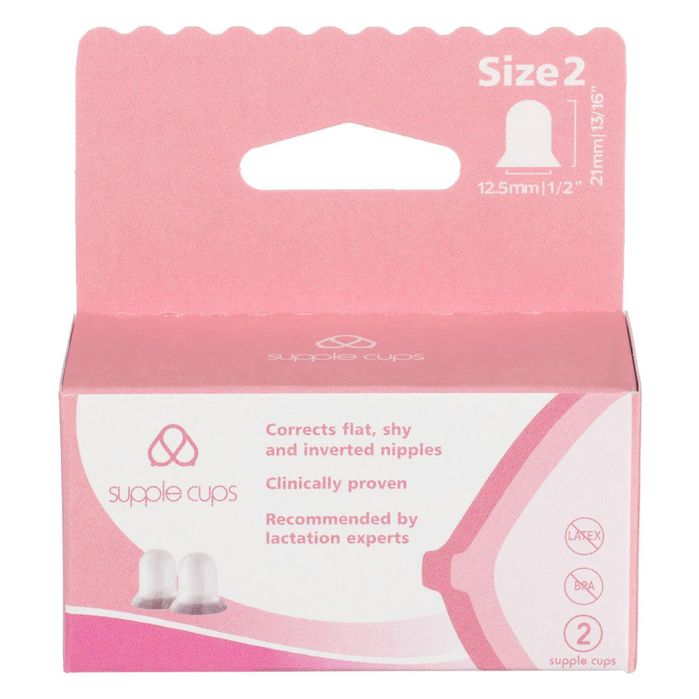 Supple Cups demonstrate flat nipple support for easier baby latch.