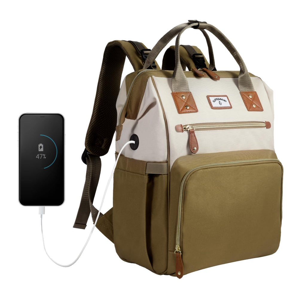 SUPROMOMI diaper backpack overview with ample storage for essentials