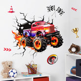Supzone 3D Racing Car wall decal front view energizes the playroom.