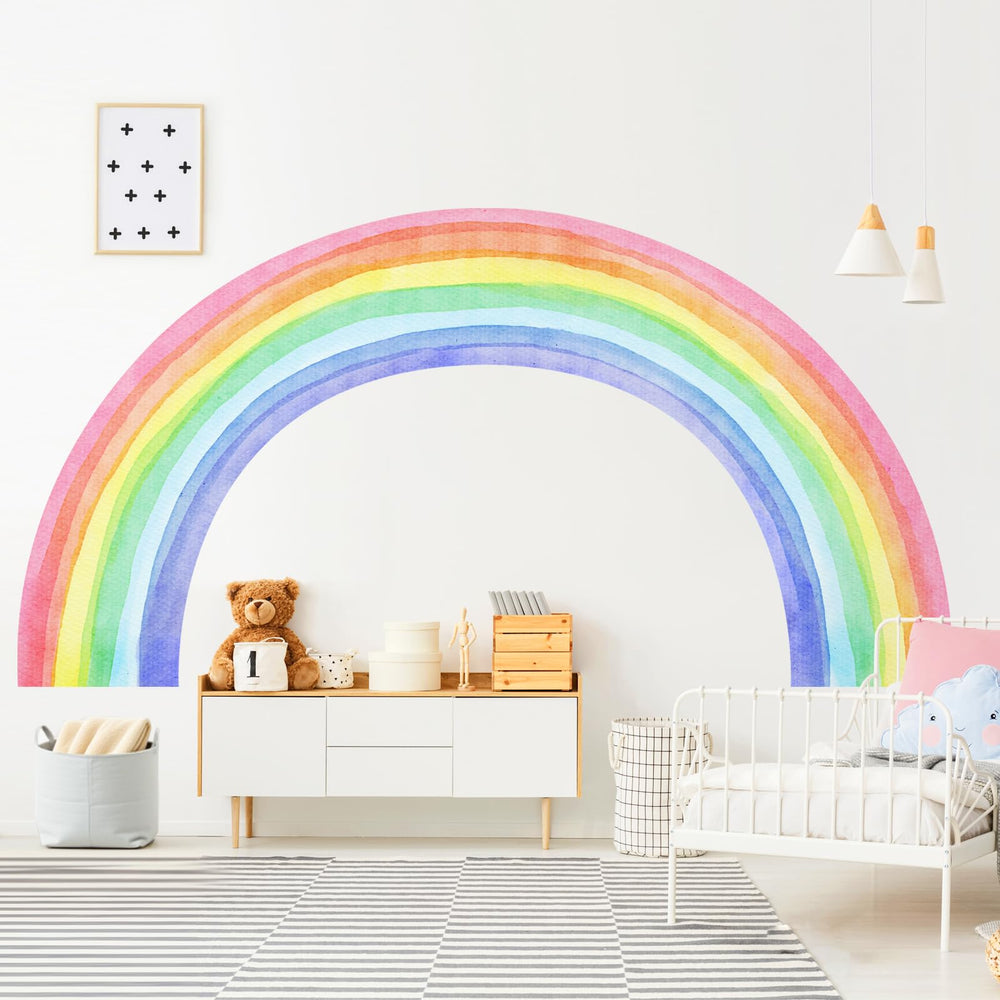 Supzone rainbow wall decal in watercolor design brightens living spaces.