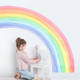 Supzone rainbow wall decal watercolor half-rainbow for nursery decor and kids room.
