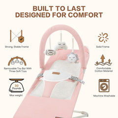 Susomx baby bouncer with 3-height adjust for growing infants.