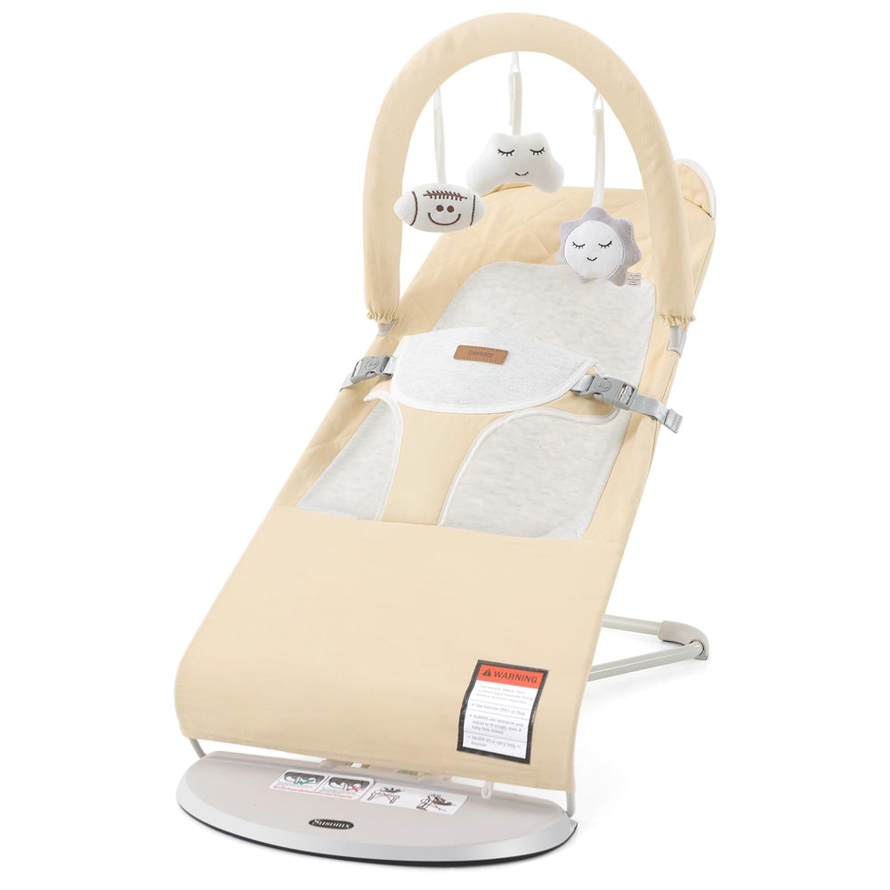 Susomx baby bouncer foldable setup for easy travel and storage.