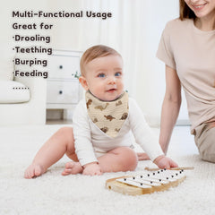 Susurration bib with plush backing provides comfortable, high absorption.