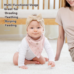 Susurration muslin front bib showcases soft absorbent layers for delicate baby skin.