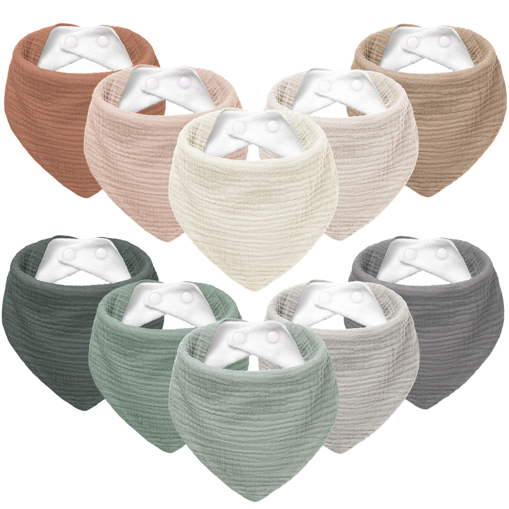 Susurration muslin bibs front view with absorbent dual-layer design.