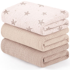 Susurration muslin receiving blanket with pink stars pattern calms newborns during swaddling