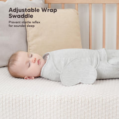 Susurration swaddle with silent Velcro promotes calm sleep