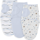 Susurration three-pack swaddles in soft cotton for gentle newborn comfort.