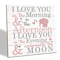 SUSZDOU Love Sign wood plaque with elephant motif for nursery decor.