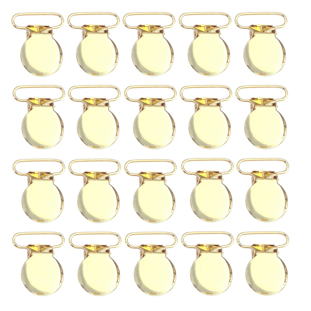 Sutoyuen gold round pacifier clip with secure 1-inch loop for DIY holders.