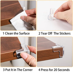 SuyncYi corner guards shown on various furniture for universal protection.