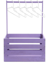 Suzile purple wooden baby shower crate with handle for gifting and decor.