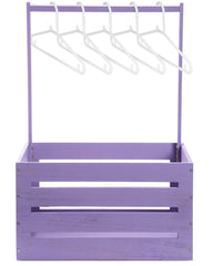 Suzile purple wooden baby shower crate with handle for gifting and decor.