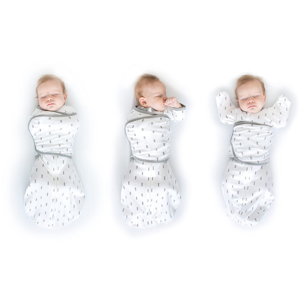 SwaddleDesigns 6-Way Omni Swaddle Sack arms-up chest option supports flexible newborn swaddling.
