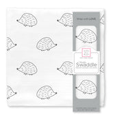 SwaddleDesigns Black Hedgehog muslin blanket in 46x46 inches, cozy and soft