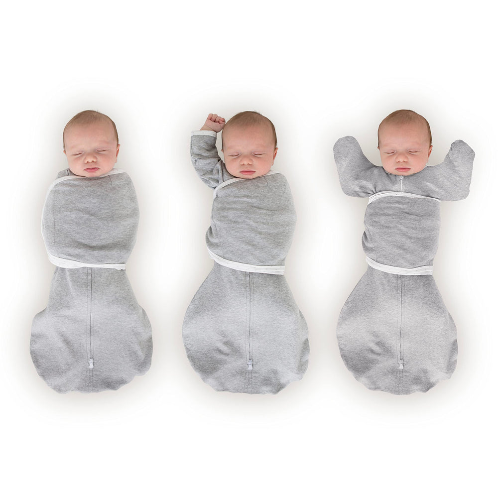 SwaddleDesigns Omni Swaddle Sack Arm Up showing flexible arm position for calm sleep.
