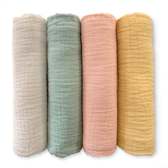 SwaddleDesigns Spring Garden muslin blanket 4-pack for breathable newborn swaddling.