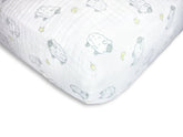 SwaddleDesigns Sterling Little Lambs fitted crib sheet with secure elastic for crib comfort