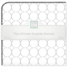 SwaddleDesigns Sterling Mod Circles blanket close-up of soft cotton flannel
