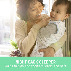 SwaddleMe Night Sack Sleeper hip-healthy design allows space for growing hips.